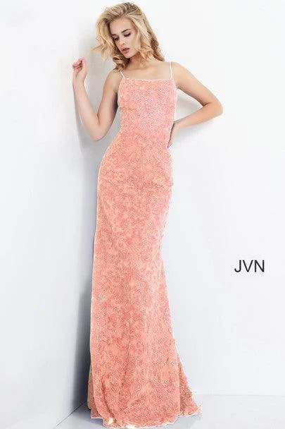 Bodycon dress with a zipper detail​Jovani 04579 Long Spaghetti Strap Prom Dress