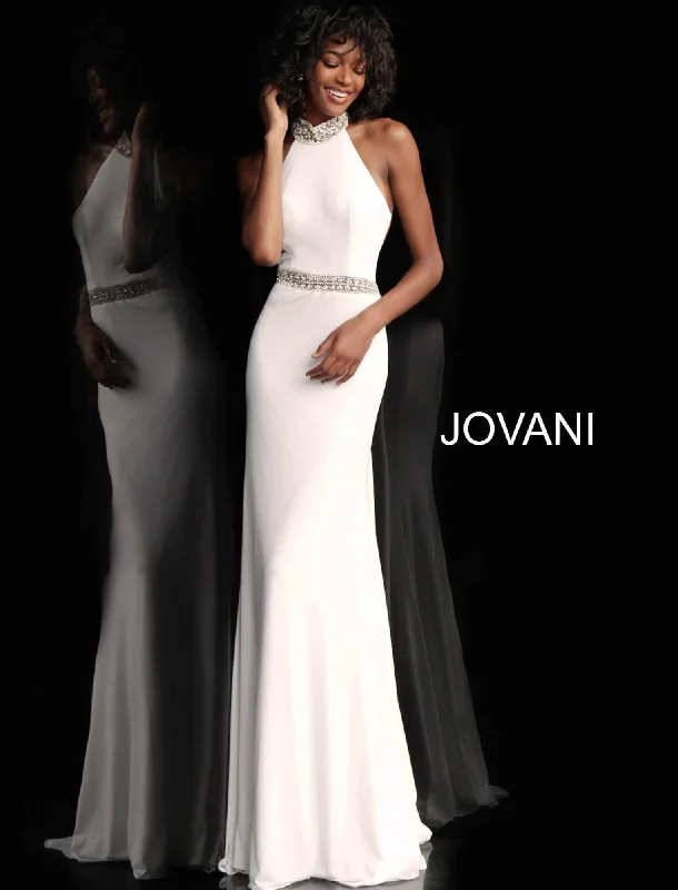 Ribbed - texture wedding guest dresses in neutral colorsJovani 40869 High Neck Long Prom Dress Ribbed - texture wedding guest dresses in neutral colorsJovani 40869 High Neck Long Prom Dress