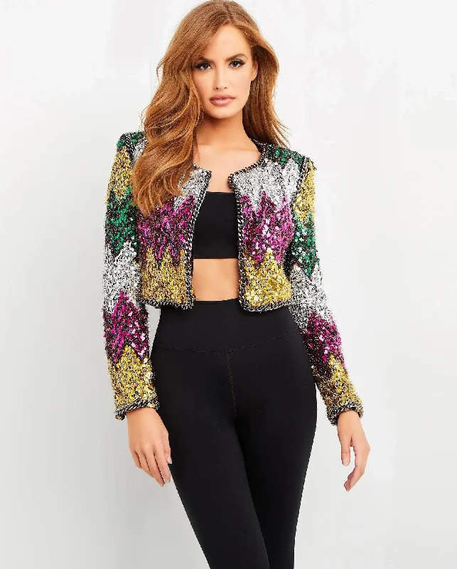Cocktail dresses with a ruched bodice and spaghetti strapsJovani M05037 Multi Color Sequins Blazer Cocktail dresses with a ruched bodice and spaghetti strapsJovani M05037 Multi Color Sequins Blazer