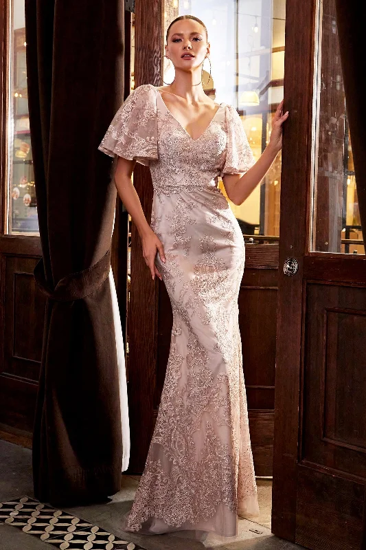 Wedding guest dresses with fringe accents for a bohemian - inspired weddingCinderella Divine HT061 Long Formal Short Sleeve Dress Wedding guest dresses with fringe accents for a bohemian - inspired weddingCinderella Divine HT061 Long Formal Short Sleeve Dress
