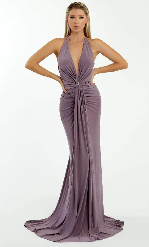 Halter - neck wedding guest dresses with beaded strapsNicole Bakti 7066 - Halter V-Neck Evening Dress Halter - neck wedding guest dresses with beaded strapsNicole Bakti 7066 - Halter V-Neck Evening Dress