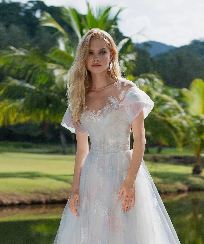Modern minimalist wedding dresses with clean linesOff-Shoulder Illusion Neck Floral Print Wedding Gown Modern minimalist wedding dresses with clean linesOff-Shoulder Illusion Neck Floral Print Wedding Gown