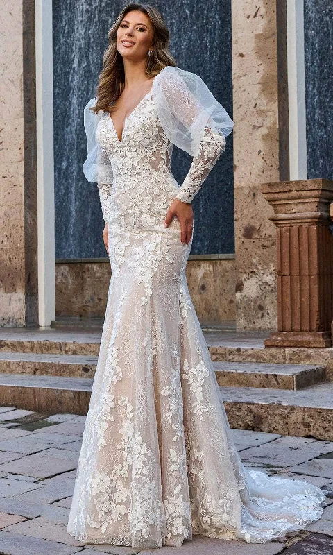 Animal - print wedding guest dresses in subtle colors for a bold statementRachel Allan Bridal RB3199 - Deep V-Neck Lace Bridal Gown Animal - print wedding guest dresses in subtle colors for a bold statementRachel Allan Bridal RB3199 - Deep V-Neck Lace Bridal Gown