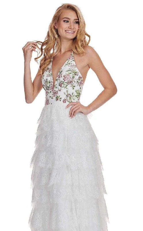 Bodycon dress with a halter neck​Rachel Allan Prom Long Floral Halter Dress 6555CL