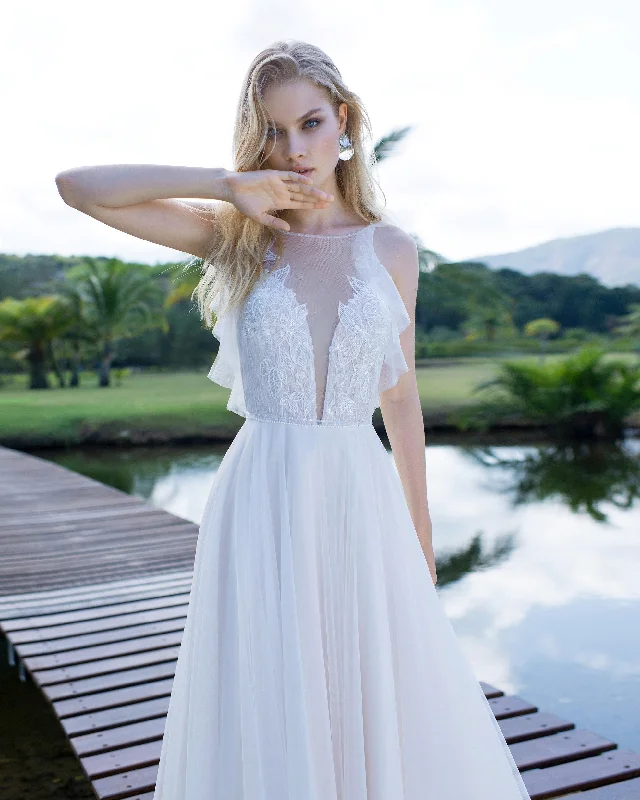 Sheath satin wedding dresses for a sleek appearance​Sleeveless A-Line Wedding Dress