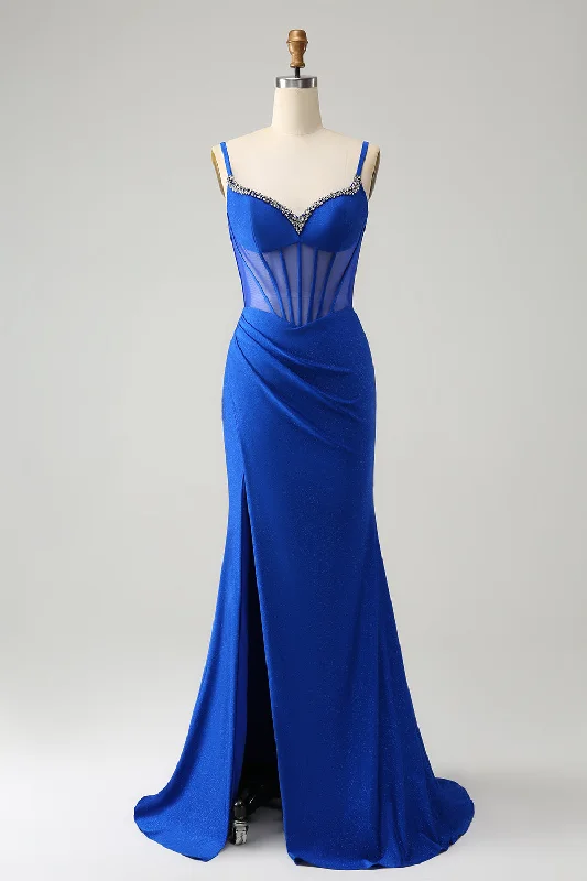 Mini cocktail dresses with a tiered ruffled skirt and a scoop neckSparkly Royal Blue Mermaid Beaded Corset Long Prom Dress with Slit Mini cocktail dresses with a tiered ruffled skirt and a scoop neckSparkly Royal Blue Mermaid Beaded Corset Long Prom Dress with Slit
