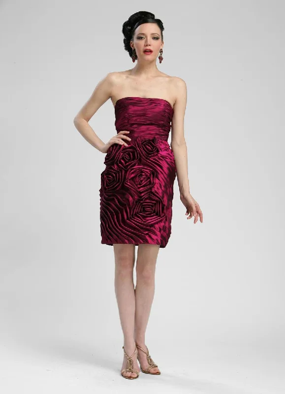 Short cocktail dresses in royal blue for a formal eventSue Wong - Ruched Rosette Straight Across Neck Dress C3333 Short cocktail dresses in royal blue for a formal eventSue Wong - Ruched Rosette Straight Across Neck Dress C3333