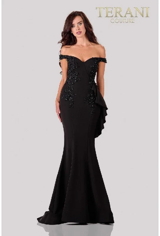 Long - sleeved bodycon dress for a formal winter eventTerani Couture 2111E4732 Off Shoulder Long Evening Dress Long - sleeved bodycon dress for a formal winter eventTerani Couture 2111E4732 Off Shoulder Long Evening Dress