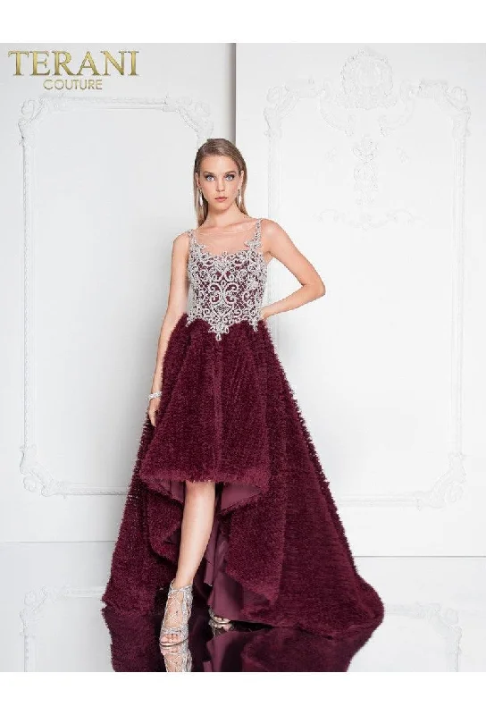 Bodycon dress with a mesh insert for a stylish edgeTerani Couture 1811P5796 Sleeveless High Low Prom Dress Bodycon dress with a mesh insert for a stylish edgeTerani Couture 1811P5796 Sleeveless High Low Prom Dress