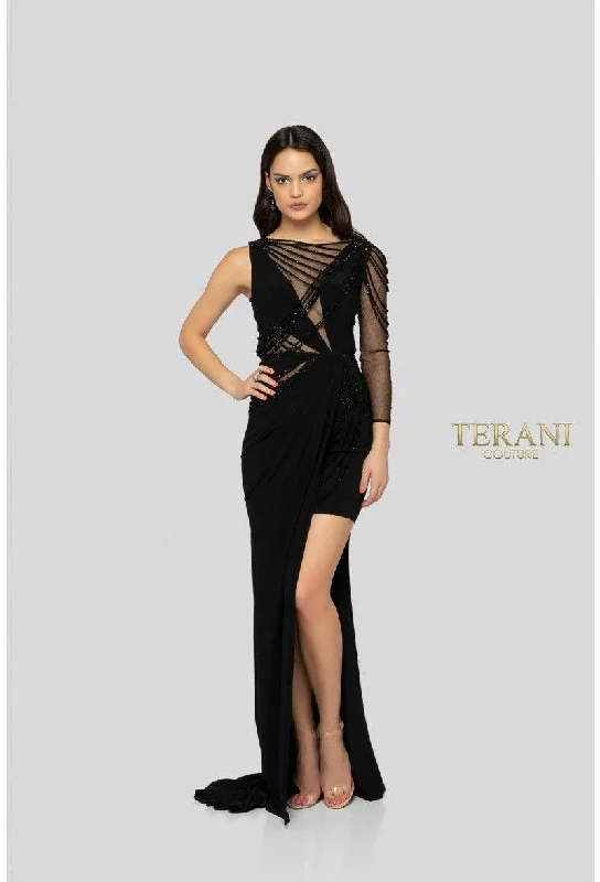 Bodycon dress with a cold - shoulder design​Terani Couture 1913P8392 High Low Prom Dress