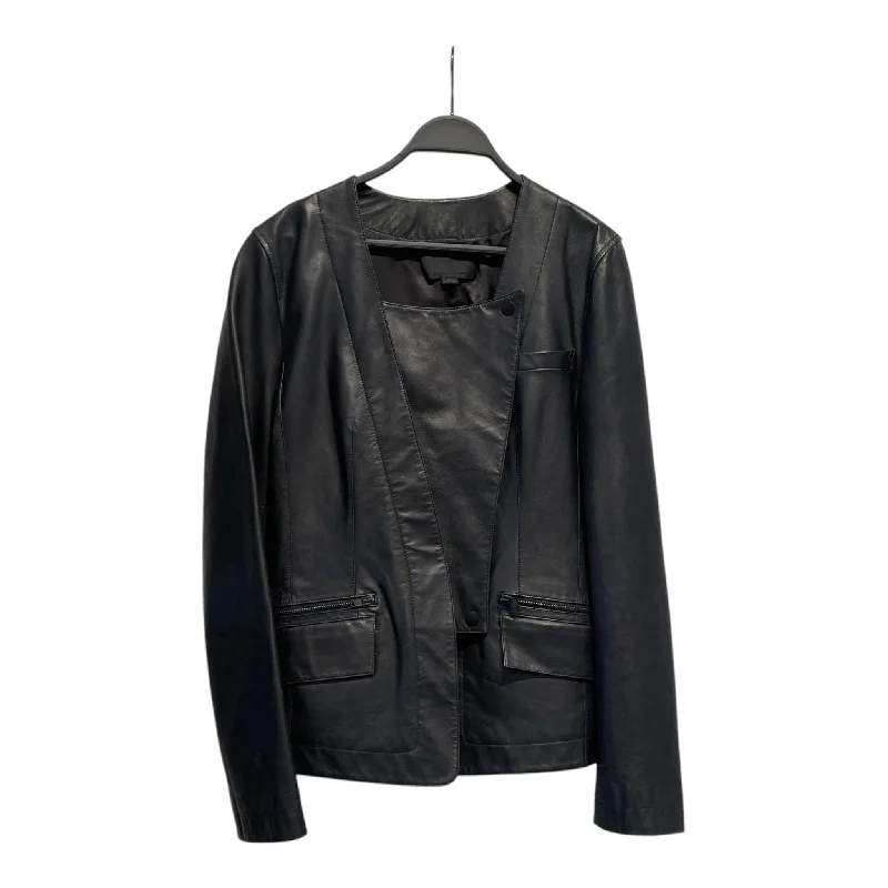 Women's knee - length wool blend coats with a fur collar for added warmthAlexander Wang/Leather Jkt/6/Leather/BLK/SNAP CLOSURE Women's knee - length wool blend coats with a fur collar for added warmthAlexander Wang/Leather Jkt/6/Leather/BLK/SNAP CLOSURE
