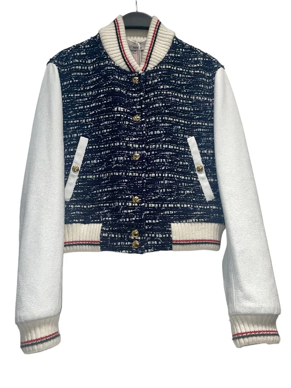 Quilted down women's coats with removable hoods for outdoor activitiesTHOM BROWNE. NEW YORK/Jacket/36/Cotton/BLU/Varisty