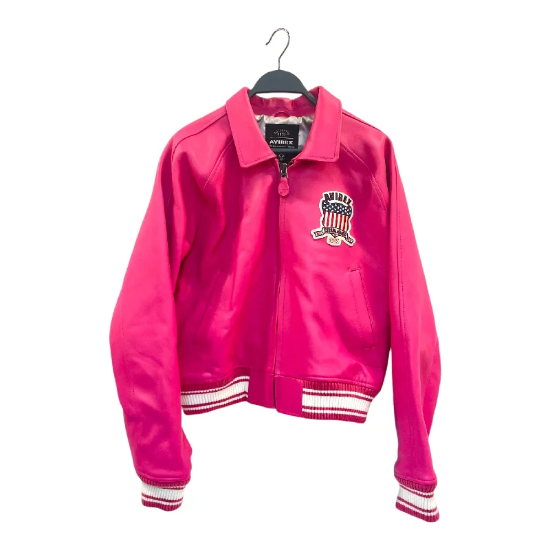 Mid - length women's down coats in a slim fit for a modern and sleek appearanceAVIREX/Leather Jkt/XL/Leather/PNK/BUBBLEGUM PINK AVIREX LOGO Mid - length women's down coats in a slim fit for a modern and sleek appearanceAVIREX/Leather Jkt/XL/Leather/PNK/BUBBLEGUM PINK AVIREX LOGO