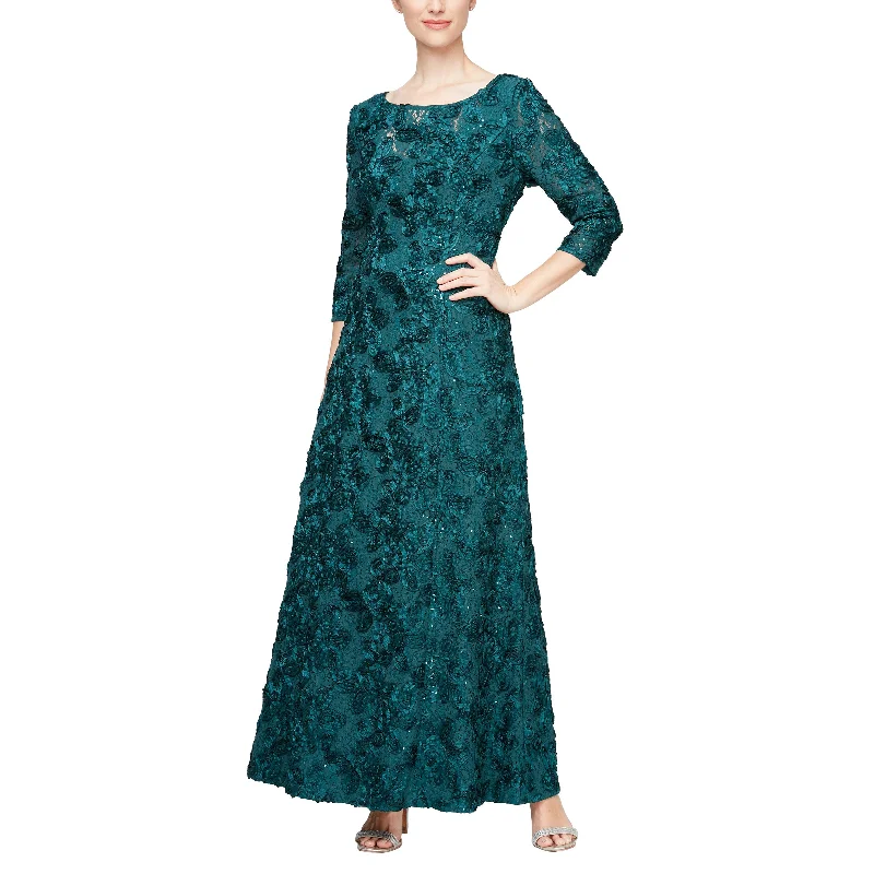 Bodycon dress with a thigh - high slit​Alex Evenings 81122539 Long 3/4 Sleeve Lace Formal Dress