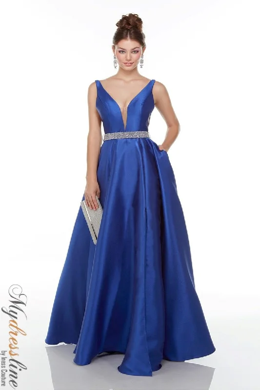Prom dresses with tiered ruffled sleeves and satin skirts for a feminine and voluminous lookAlyce 1730 Prom dresses with tiered ruffled sleeves and satin skirts for a feminine and voluminous lookAlyce 1730