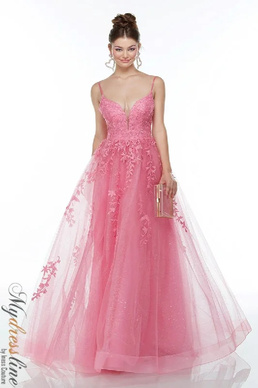 Formal dresses with pleated bodices and taffeta fabric for a traditional lookAlyce 61087 Formal dresses with pleated bodices and taffeta fabric for a traditional lookAlyce 61087