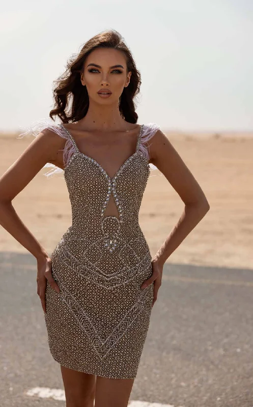 Party dresses with a sheer panel for a hint of allureChic and Holland HF1877SD Dress Party dresses with a sheer panel for a hint of allureChic and Holland HF1877SD Dress