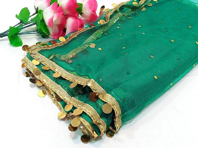 Party dresses with a ruched fabric for a textured and flattering effectFancy Coin Lace Net Dupatta - Zinc Green (DZ15008) Party dresses with a ruched fabric for a textured and flattering effectFancy Coin Lace Net Dupatta - Zinc Green (DZ15008)