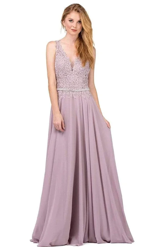 Prom dresses with one - shoulder designs and feather accents for a bold statementDancing Queen - Beaded Lace V-neck A-line Prom Dress 2161 Prom dresses with one - shoulder designs and feather accents for a bold statementDancing Queen - Beaded Lace V-neck A-line Prom Dress 2161