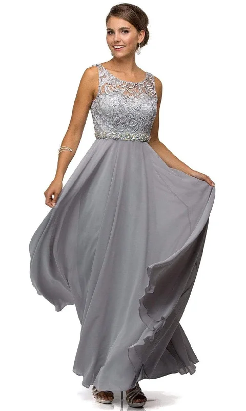Prom dresses with lace - up side panels and ruffled bodices for a feminine and detailed lookDancing Queen - Sleeveless Lace Bodice Chiffon Prom Dress 9325 Prom dresses with lace - up side panels and ruffled bodices for a feminine and detailed lookDancing Queen - Sleeveless Lace Bodice Chiffon Prom Dress 9325