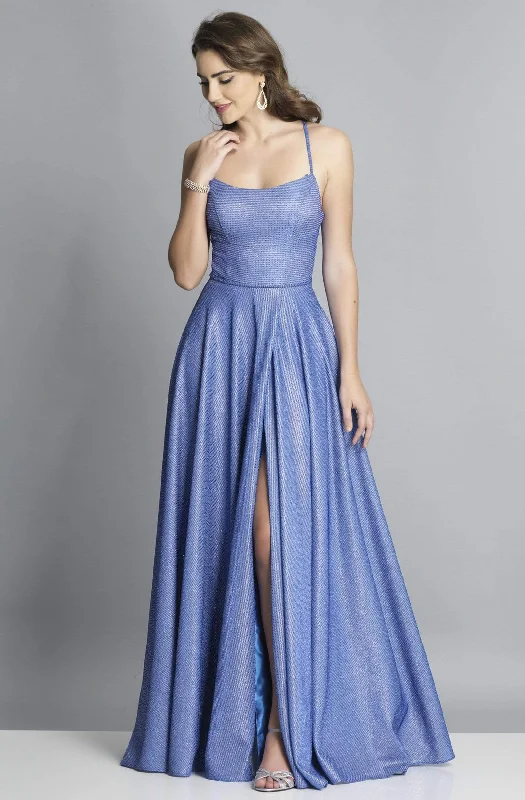 Prom dresses with tiered lace skirts and off - the - shoulder necklines for a feminine and elegant formal affairDave & Johnny - Scoop Neck Spaghetti Strap Glitter Knit A-Line Dress with Slit A6933 Prom dresses with tiered lace skirts and off - the - shoulder necklines for a feminine and elegant formal affairDave & Johnny - Scoop Neck Spaghetti Strap Glitter Knit A-Line Dress with Slit A6933