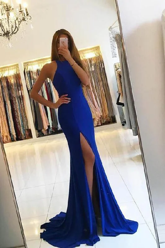 Tulle party dresses with a fairy - tale charm for formal occasionsElegant Royal Blue Mermaid Evening Dress Slit Prom Dress PG419 Tulle party dresses with a fairy - tale charm for formal occasionsElegant Royal Blue Mermaid Evening Dress Slit Prom Dress PG419