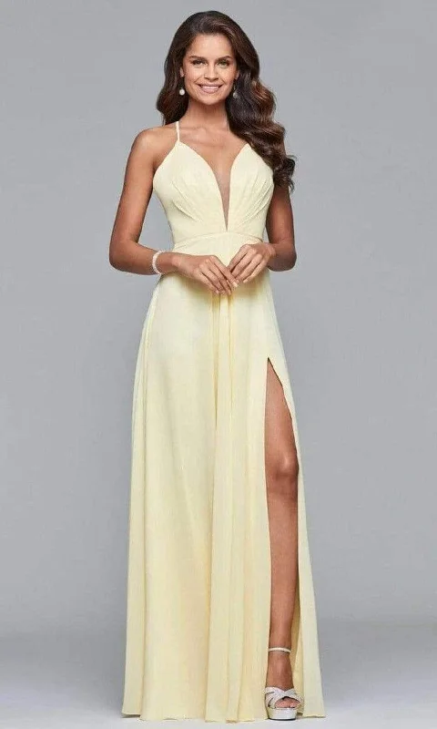 Prom dresses with tiered lace skirts and off - the - shoulder necklines for a feminine and elegant formal affairFaviana - Plunging V-Neck Flowy High Slit Chiffon Dress 7747 Prom dresses with tiered lace skirts and off - the - shoulder necklines for a feminine and elegant formal affairFaviana - Plunging V-Neck Flowy High Slit Chiffon Dress 7747