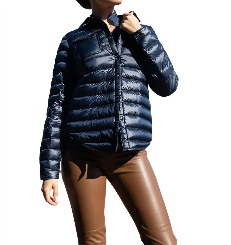 Women's reversible down coats with two - tone designs for versatile stylingHarrow Royale Down Shirt In Navy Women's reversible down coats with two - tone designs for versatile stylingHarrow Royale Down Shirt In Navy