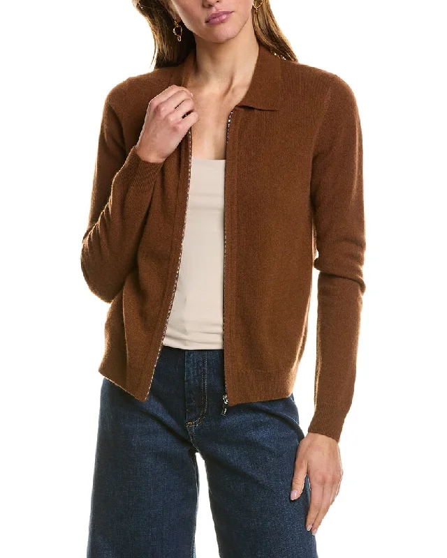 Women's long - sleeve wool coats in a houndstooth pattern for a classic charmKier + J Zip Cashmere Bomber Sweater Women's long - sleeve wool coats in a houndstooth pattern for a classic charmKier + J Zip Cashmere Bomber Sweater