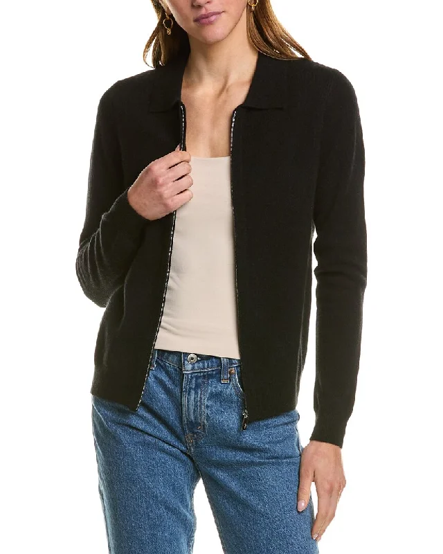 Women's reversible down coats with two - tone designs for versatile stylingKier + J Zip Cashmere Bomber Sweater Women's reversible down coats with two - tone designs for versatile stylingKier + J Zip Cashmere Bomber Sweater