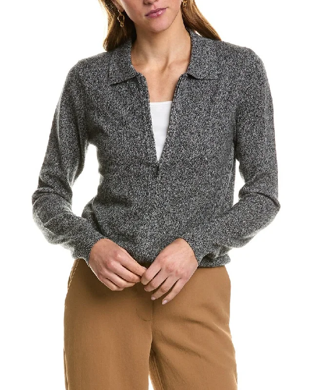 Oversized women's wool coats in a monochromatic look for a trendy outfitKier + J Zip Cashmere Bomber Sweater Oversized women's wool coats in a monochromatic look for a trendy outfitKier + J Zip Cashmere Bomber Sweater