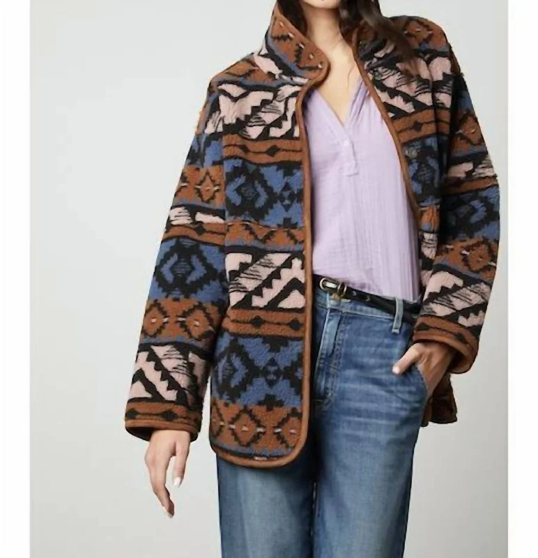 Women's knee - length wool blend coats with a fur collar for added warmthLaila Reversible Coat Jacket In Multi Women's knee - length wool blend coats with a fur collar for added warmthLaila Reversible Coat Jacket In Multi