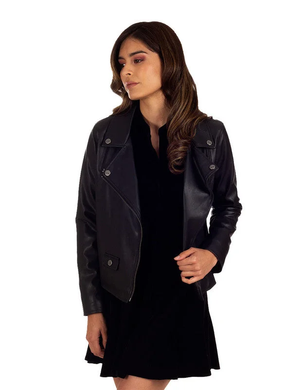 Women's cropped leather coats with silver studs for an edgy lookLEE Women's Biker Jacket Women's cropped leather coats with silver studs for an edgy lookLEE Women's Biker Jacket
