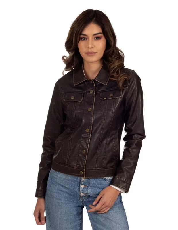 Water - resistant women's trench coats with adjustable cuffs for rainy daysLee Women's Leatherette Jean Jacket Water - resistant women's trench coats with adjustable cuffs for rainy daysLee Women's Leatherette Jean Jacket