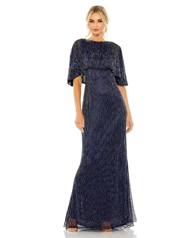Bodycon dress in a camouflage print​Mac Duggal 5797 Long Formal Cape Dress