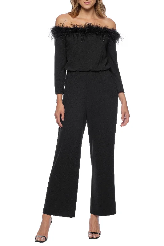 Bodycon dress with a one - shoulder designMarina Feather Detail Off Shoulder Crepe Jumpsuit Bodycon dress with a one - shoulder designMarina Feather Detail Off Shoulder Crepe Jumpsuit