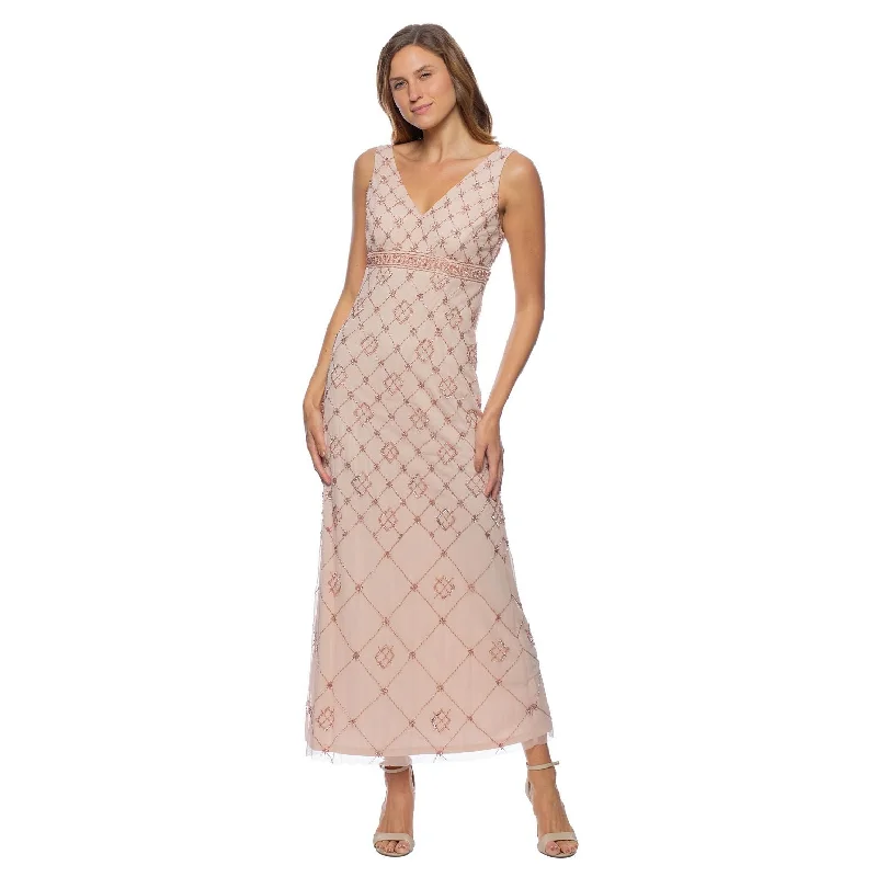 Bodycon dress with a one - shoulder designMarina Long Beaded Sleeveless V Neck Dress Bodycon dress with a one - shoulder designMarina Long Beaded Sleeveless V Neck Dress