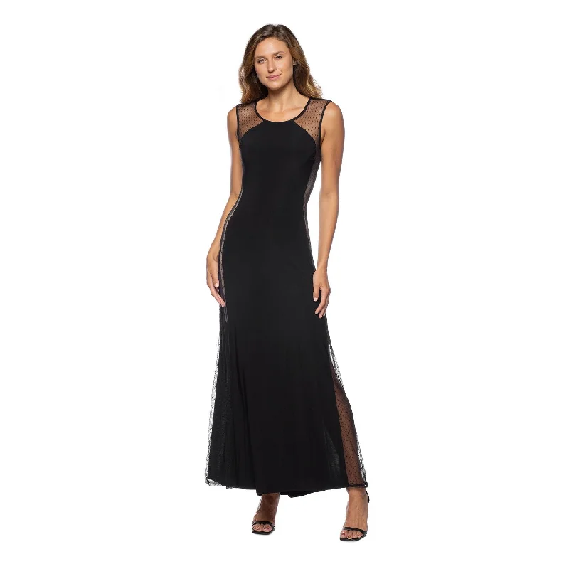 Bodycon dress in a geometric pattern​Marina  Long Sleeveless Side Panel Dress