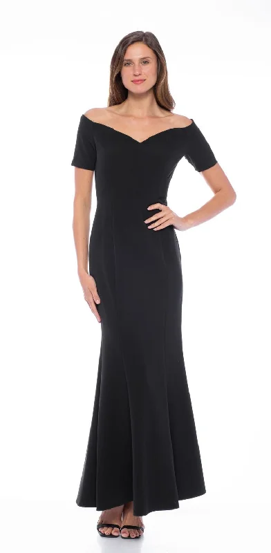 Bodycon dress with a ruffled trimMarina Short Sleeve Off Shoulder Scuba Crepe Long Dress Bodycon dress with a ruffled trimMarina Short Sleeve Off Shoulder Scuba Crepe Long Dress