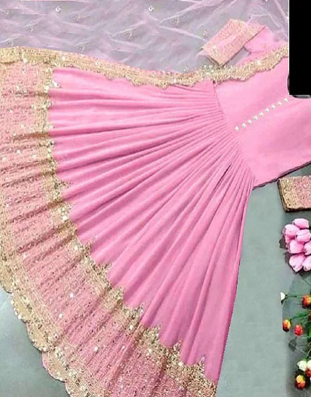 Party dresses with a metallic finish for a shiny and eye - catching effect​Readymade 3-Piece Embroidered Chiffon Maxi Dress (DZ16814)