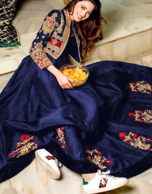 Party dresses with a peplum waist for a feminine and flattering silhouetteReadymade Koti Style Embroidered Shamoz Silk Maxi (DZ15321) Party dresses with a peplum waist for a feminine and flattering silhouetteReadymade Koti Style Embroidered Shamoz Silk Maxi (DZ15321)