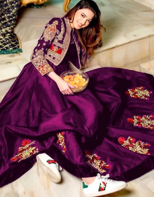Party dresses with a criss - cross back design for a stylish detailReadymade Koti Style Embroidered Shamoz Silk Maxi (DZ15338) Party dresses with a criss - cross back design for a stylish detailReadymade Koti Style Embroidered Shamoz Silk Maxi (DZ15338)