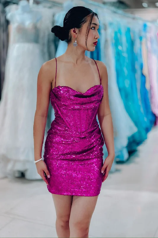 Party dresses with a paisley pattern for a bohemian - inspired lookSparkly Fuchsia Corset Tight Short Sequins Party Dress Party dresses with a paisley pattern for a bohemian - inspired lookSparkly Fuchsia Corset Tight Short Sequins Party Dress