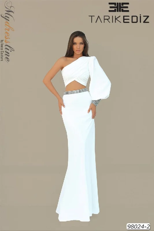 Sequined formal dresses with open backs for a sexy prom styleTarik Ediz 98024