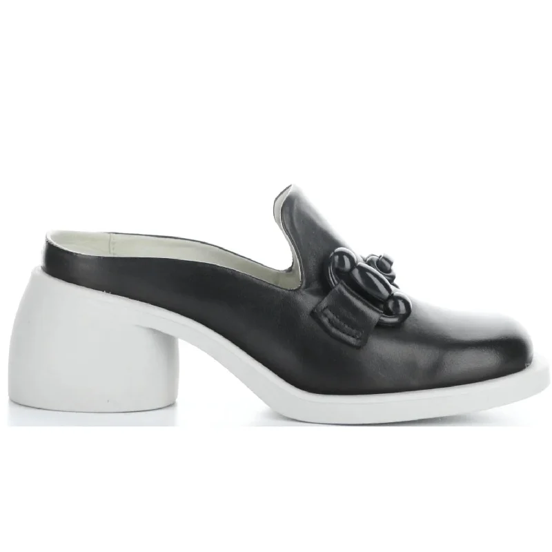 Women's Block Heel Mules in Dark Green with Cut - Out Details for a Stylish EdgeWomen's Hami Mules In Black
