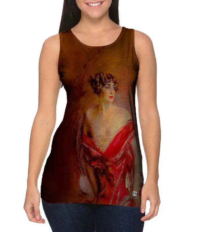 Scoop Neck Women's Linen Blend Tank Tops for SummerGiovanni Boldini - "Mlle de Gillespie" (1912) Scoop Neck Women's Linen Blend Tank Tops for SummerGiovanni Boldini - "Mlle de Gillespie" (1912)