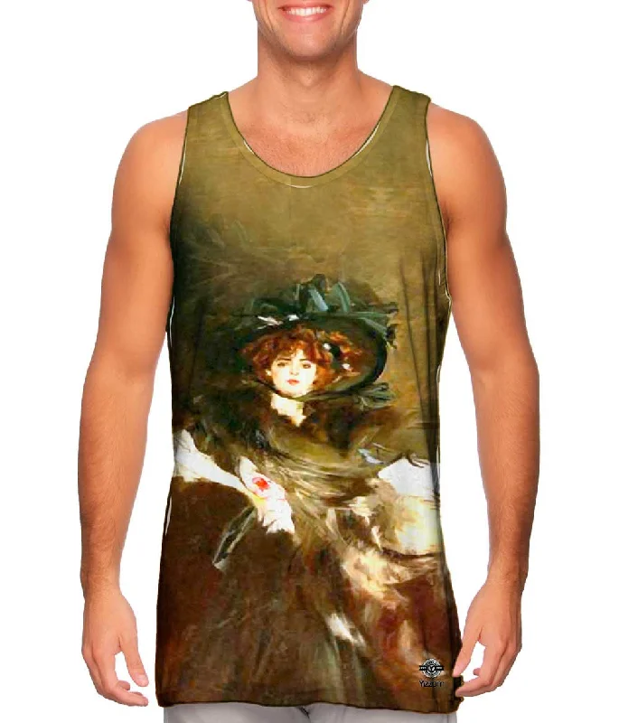 Women's Spaghetti Strap Tank Tops with Geometric PatternsGiovanni Boldini - "Portrait Mademoiselle Lantelme" (1907) Women's Spaghetti Strap Tank Tops with Geometric PatternsGiovanni Boldini - "Portrait Mademoiselle Lantelme" (1907)