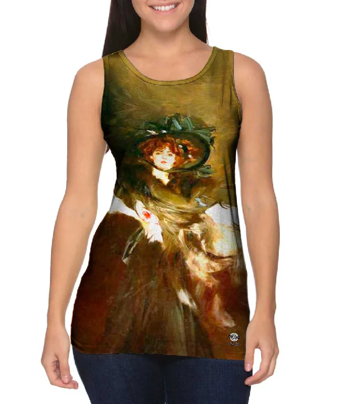 Halter Neck Women's Modal Blend Tank Tops for ComfortGiovanni Boldini - "Portrait Mademoiselle Lantelme" (1907) Halter Neck Women's Modal Blend Tank Tops for ComfortGiovanni Boldini - "Portrait Mademoiselle Lantelme" (1907)