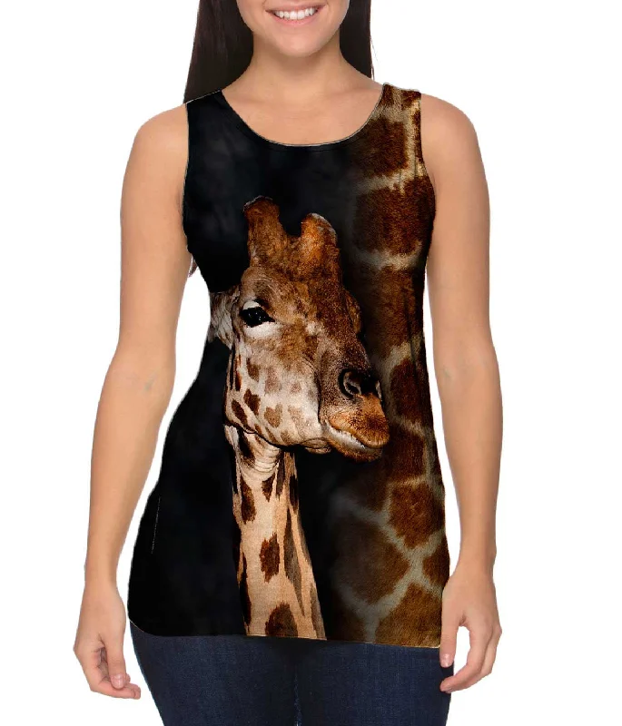 Women's Button - Down Tank Tops in Striped PatternsGiraffe Half Skin