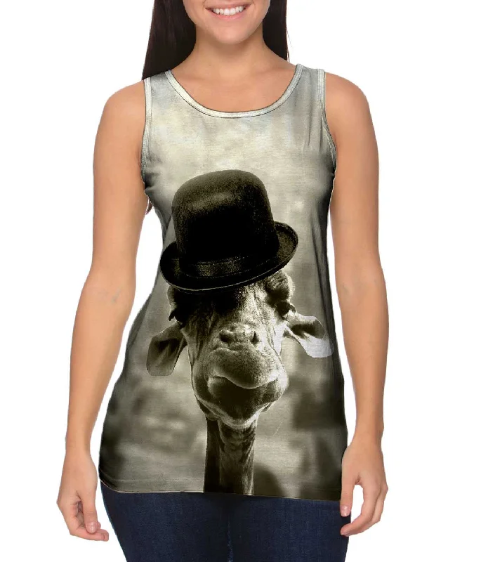 Plus Size Women's Puff - Sleeve Tank Tops in Pastel HuesGiraffe Hat